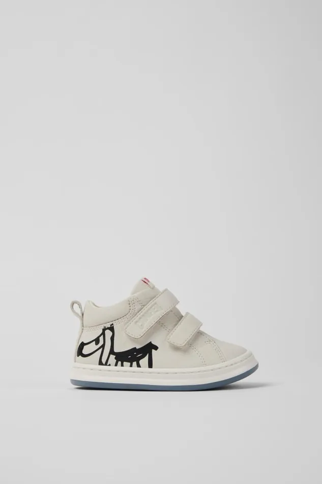 Kids Camper Boots Twins White And Black Leather Sneakers For Kids Kids Camper Boots Twins White And Black Leather Sneakers For Kids