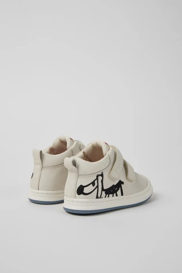 Kids Camper Boots Twins White And Black Leather Sneakers For Kids Kids Camper Boots Twins White And Black Leather Sneakers For Kids