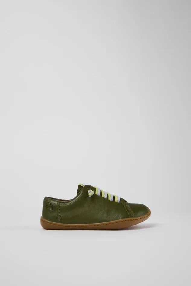 Kids Camper Casual Shoes Peu Green Leather Slipon Kids Camper Casual Shoes Peu Green Leather Slipon