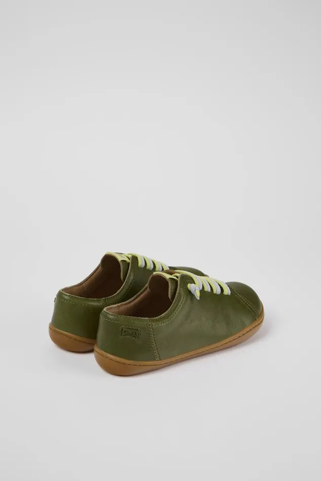 Kids Camper Casual Shoes Peu Green Leather Slipon Kids Camper Casual Shoes Peu Green Leather Slipon