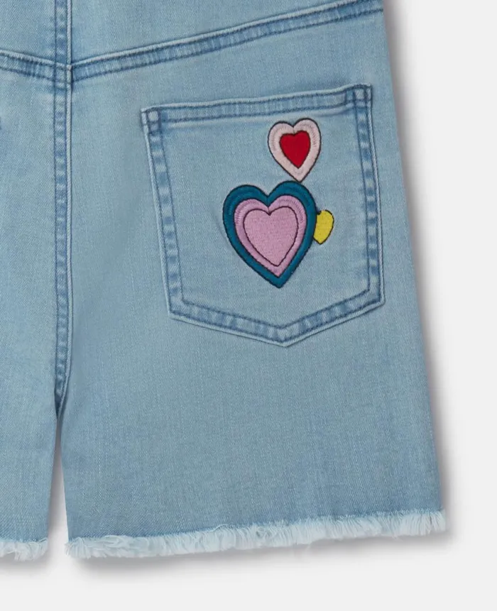 Kids Dresses and Jumpsuits Stella McCartney I Love You Embroidered Denim Dungarees I Love You