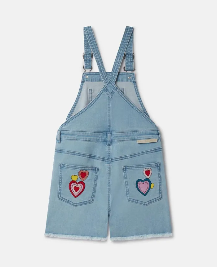 Kids Dresses and Jumpsuits Stella McCartney I Love You Embroidered Denim Dungarees I Love You