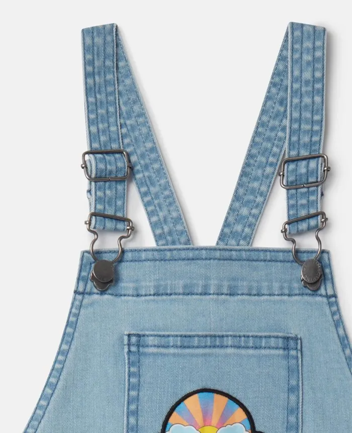 Kids Dresses and Jumpsuits Stella McCartney I Love You Embroidered Denim Dungarees I Love You