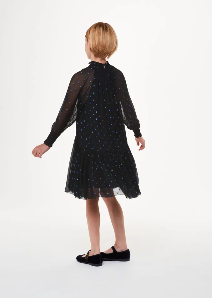 Kids Dresses and Jumpsuits Whistles Blue Effy Metallic Dobby Dress