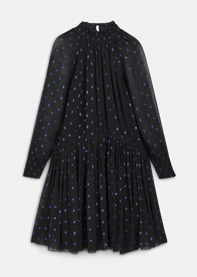 Kids Dresses and Jumpsuits Whistles Blue Effy Metallic Dobby Dress