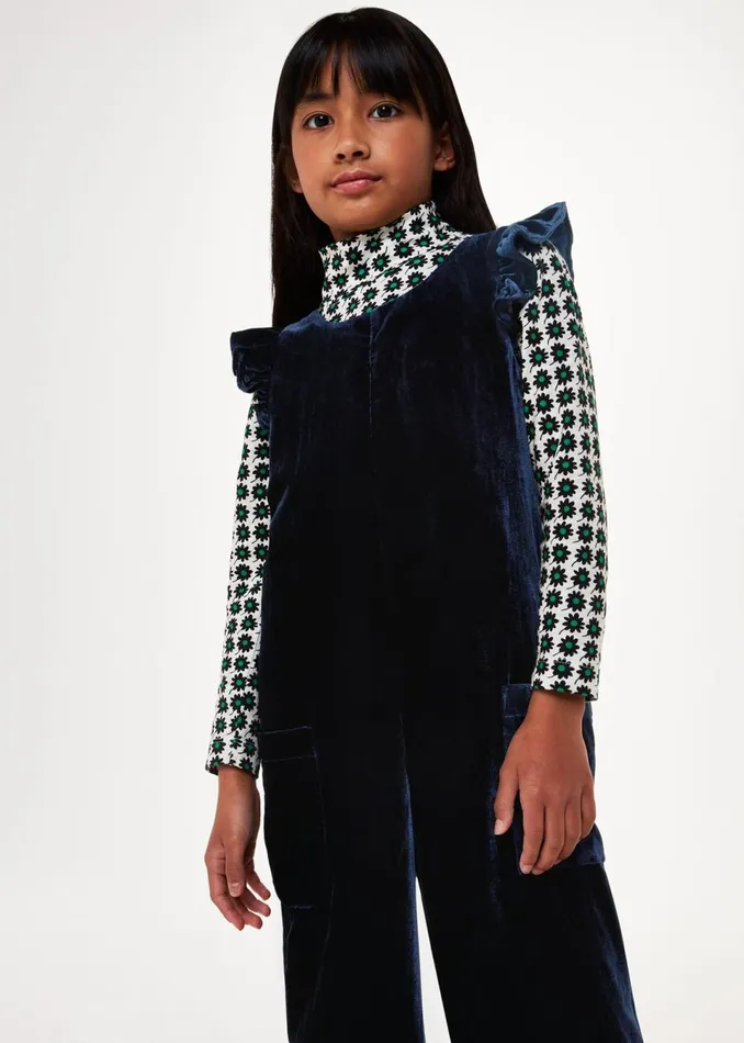 Kids Dresses and Jumpsuits Whistles Navy Evelyn Velvet Jumpsuit