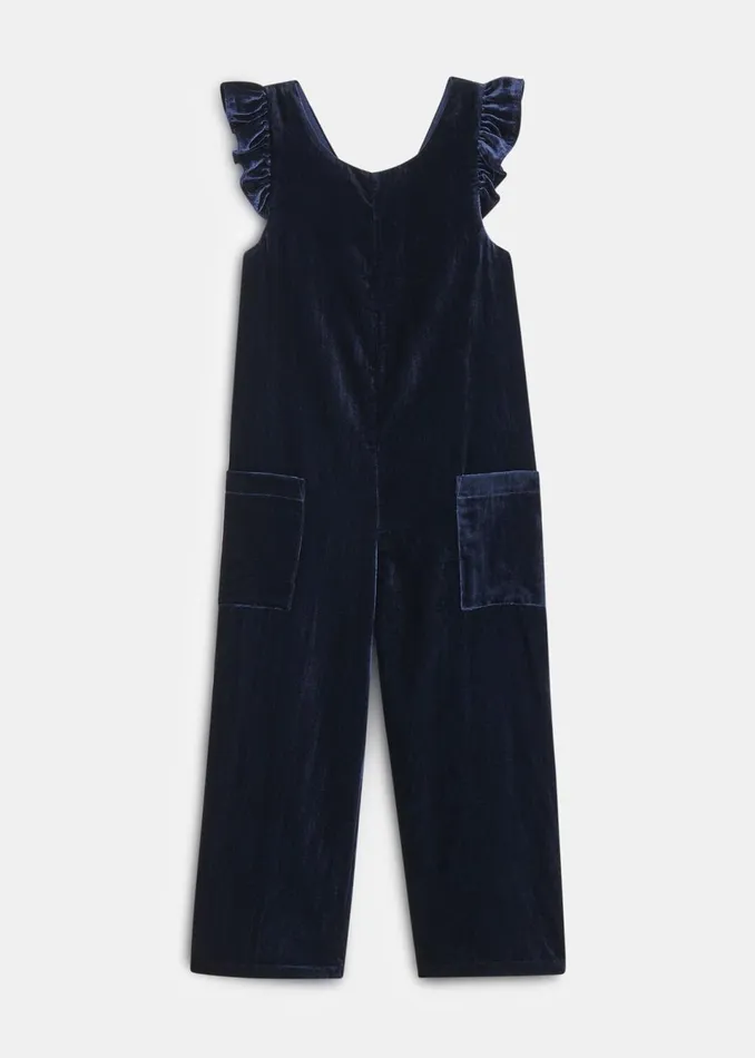 Kids Dresses and Jumpsuits Whistles Navy Evelyn Velvet Jumpsuit