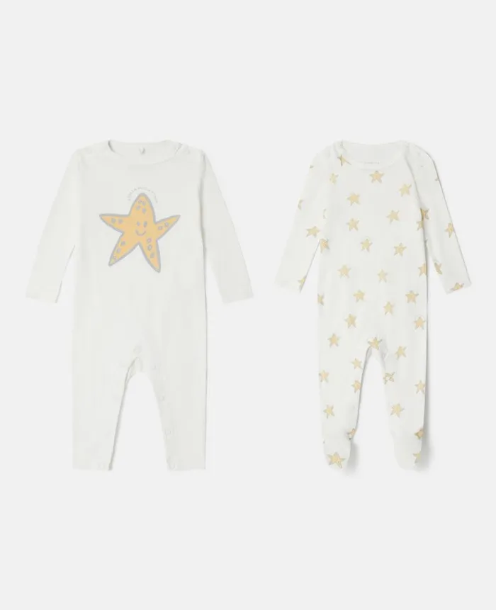 Kids Newborn 0 8211 24 Months Stella McCartney Smiling Stella Star Print Sleepsuit Set Ivoryyellow Kids Newborn 0 8211 24 Months Stella McCartney Smiling Stella Star Print Sleepsuit Set Ivoryyellow