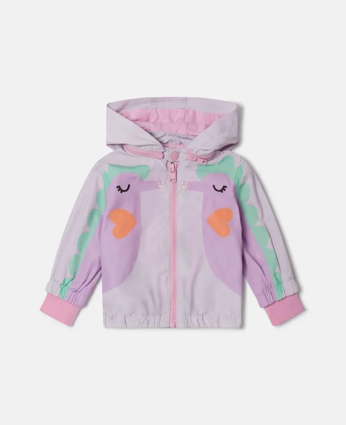 Kids Outerwear Stella McCartney Double Seahorse Print Hooded Jacket Lilac