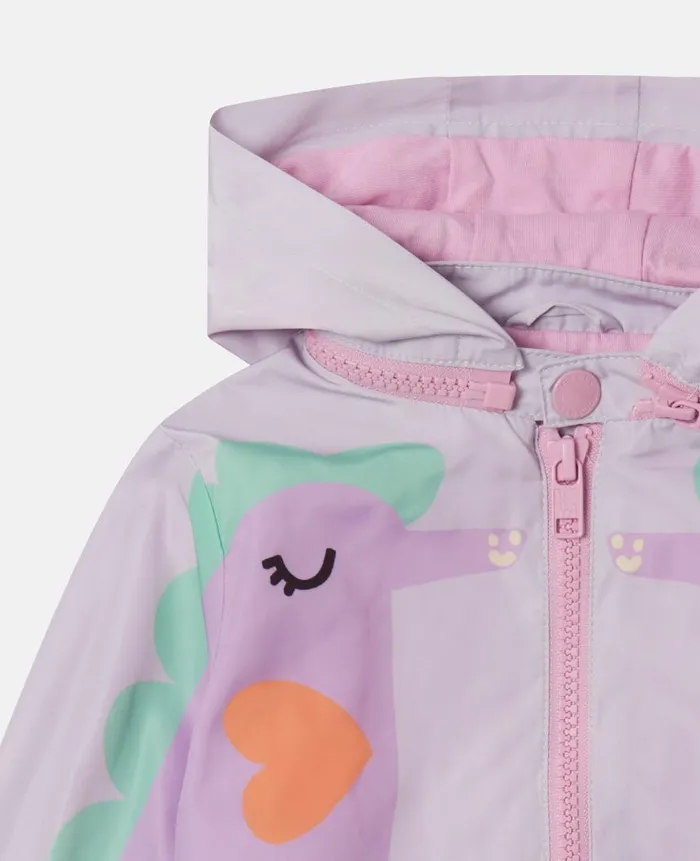 Kids Outerwear Stella McCartney Double Seahorse Print Hooded Jacket Lilac