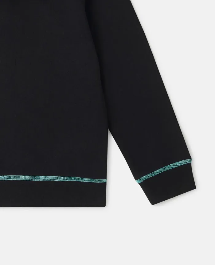 Kids Outerwear Stella McCartney SMC Neon Trim Zip Hoodie Black