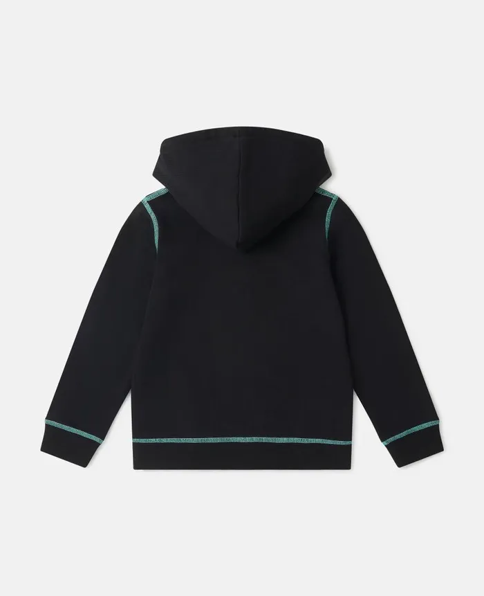 Kids Outerwear Stella McCartney SMC Neon Trim Zip Hoodie Black