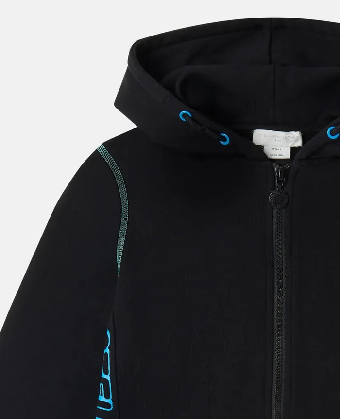 Kids Outerwear Stella McCartney SMC Neon Trim Zip Hoodie Black