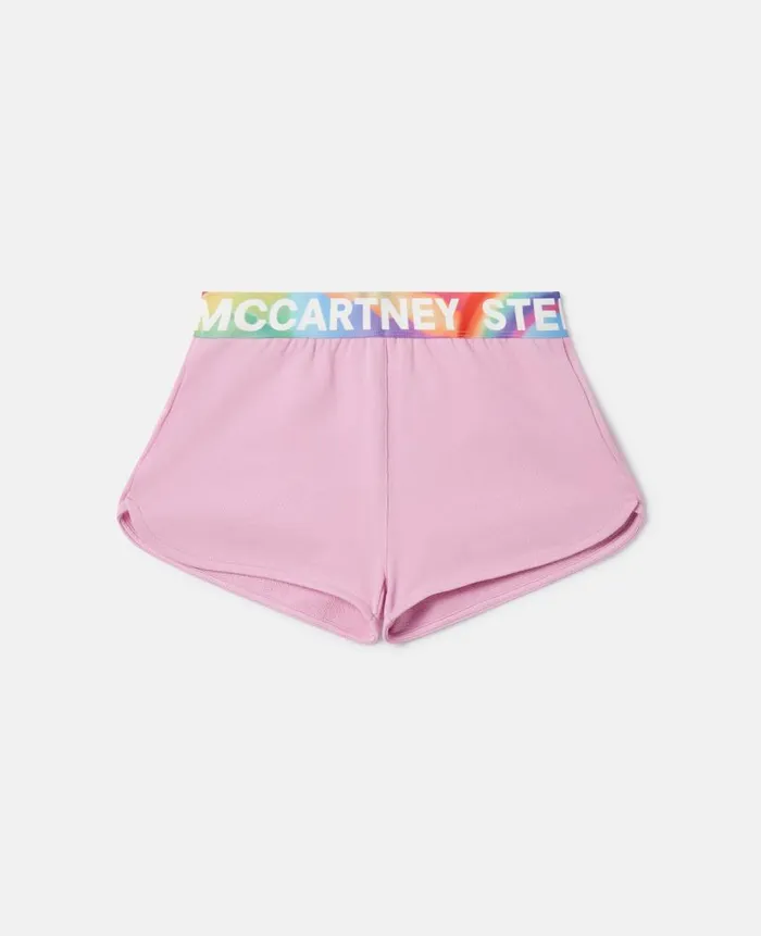 Kids Pants and Shorts Stella McCartney Logo Tape Shorts Pink
