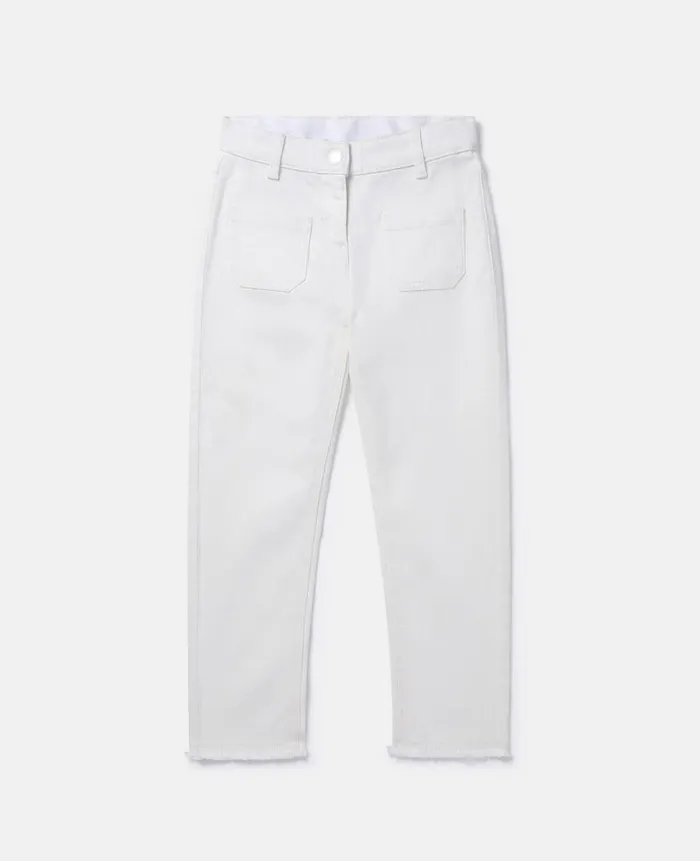 Kids Pants and Shorts Stella McCartney Patch Pocket Straight Leg Jeans Ivory