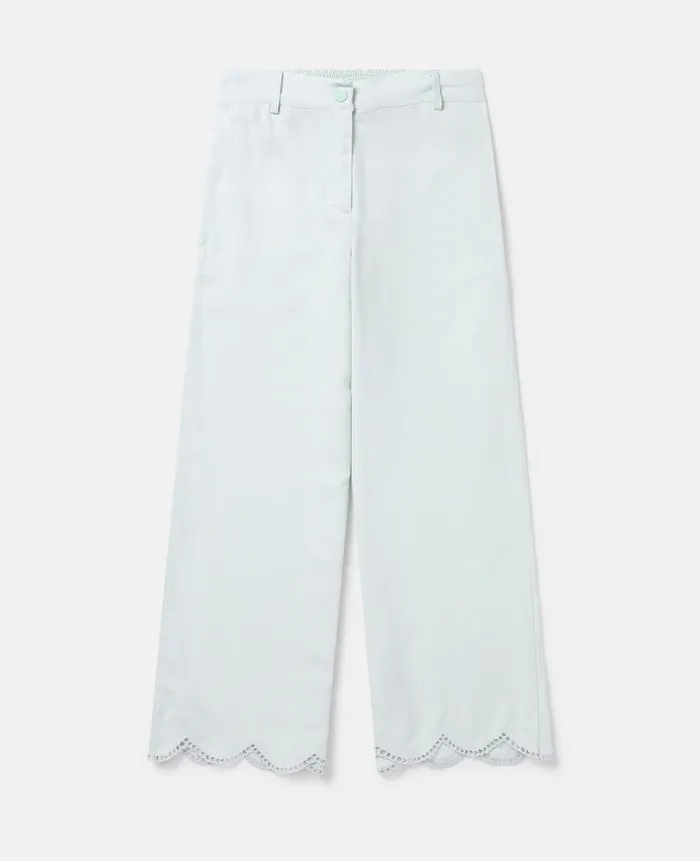 Kids Pants and Shorts Stella McCartney Scalloped Edge Wide Leg Trousers Green