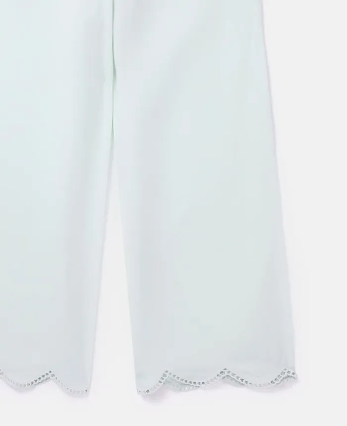 Kids Pants and Shorts Stella McCartney Scalloped Edge Wide Leg Trousers Green