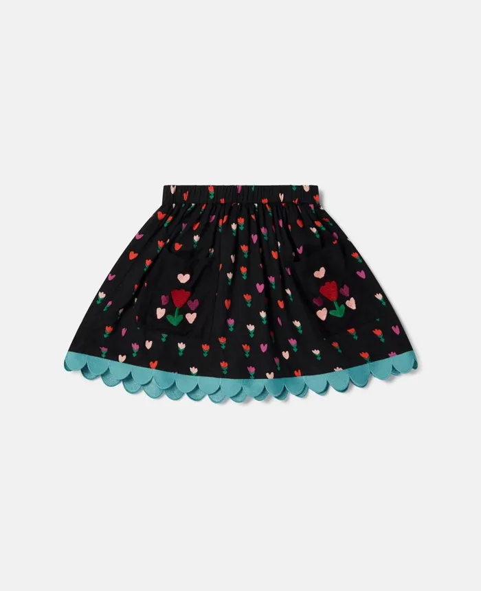 Kids Pants and Shorts Stella McCartney Tulip Print Skater Skirt Black