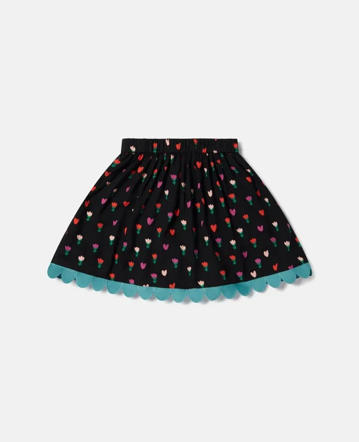 Kids Pants and Shorts Stella McCartney Tulip Print Skater Skirt Black