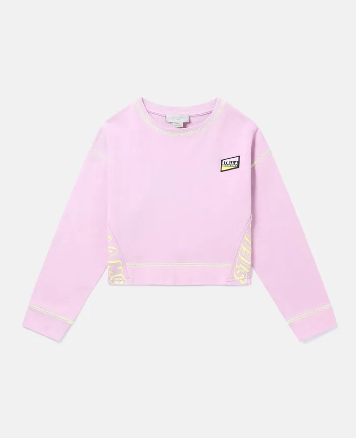Kids Sweaters and Cardigans Stella McCartney SMC Neon Trim Cropped Sweatshirt Lilac
