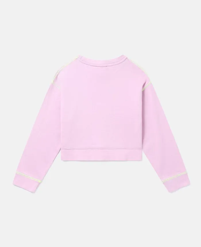 Kids Sweaters and Cardigans Stella McCartney SMC Neon Trim Cropped Sweatshirt Lilac