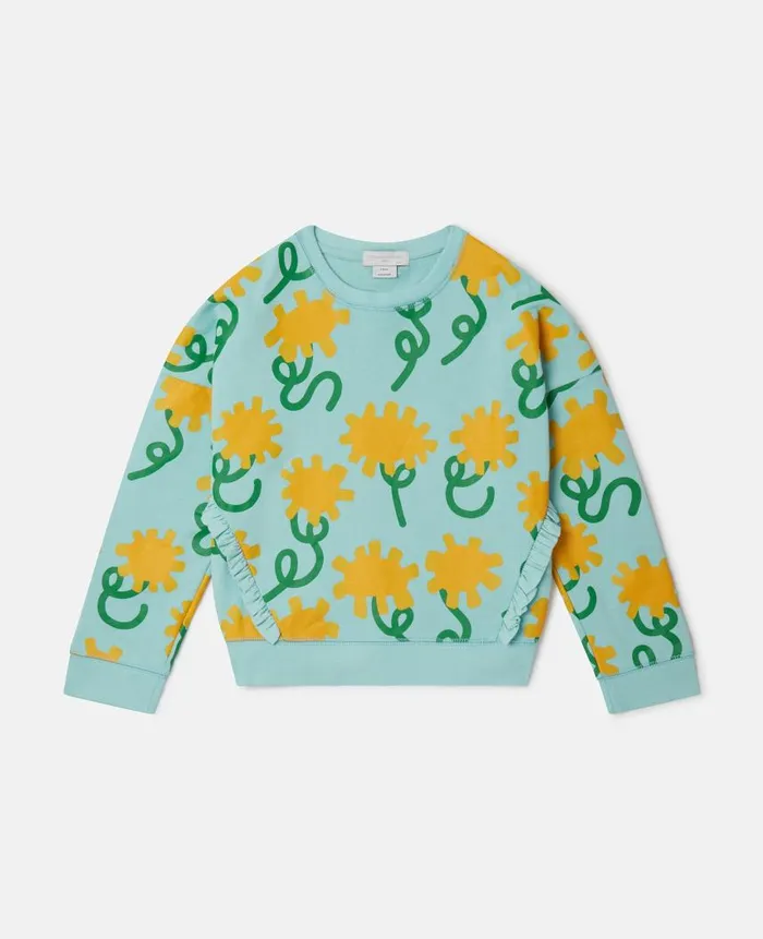 Kids Sweaters and Cardigans Stella McCartney Sunflower Print Sweatshirt Aqua Blue