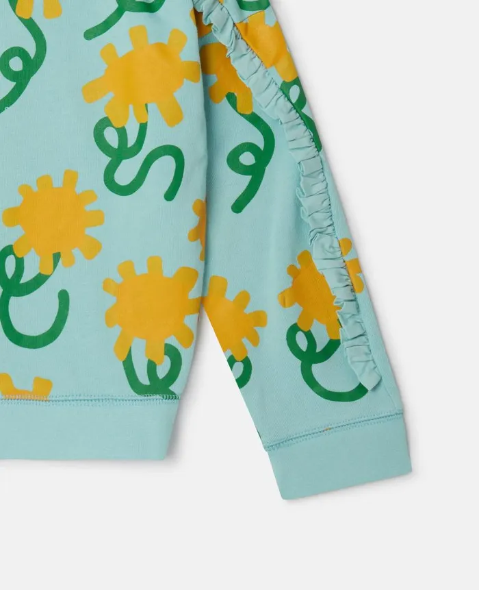 Kids Sweaters and Cardigans Stella McCartney Sunflower Print Sweatshirt Aqua Blue