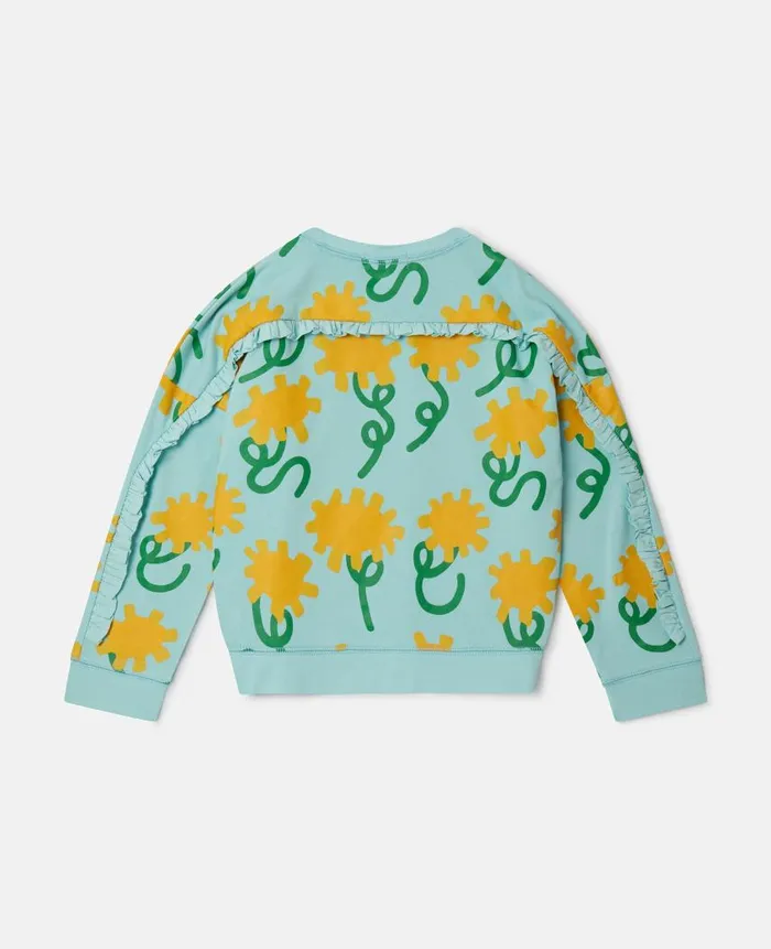 Kids Sweaters and Cardigans Stella McCartney Sunflower Print Sweatshirt Aqua Blue