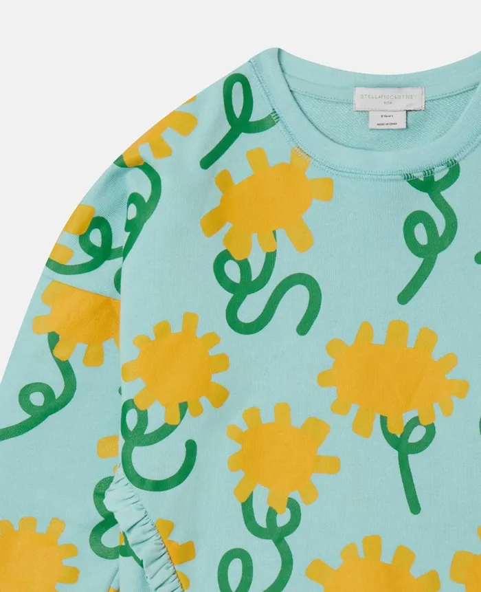 Kids Sweaters and Cardigans Stella McCartney Sunflower Print Sweatshirt Aqua Blue