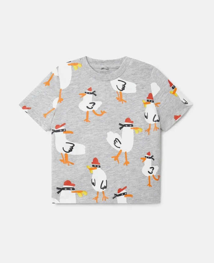 Kids Sweatshirt And TShirts Stella McCartney Seagull Bandit Print TShirt Grey Melange Kids Sweatshirt And TShirts Stella McCartney Seagull Bandit Print TShirt Grey Melange