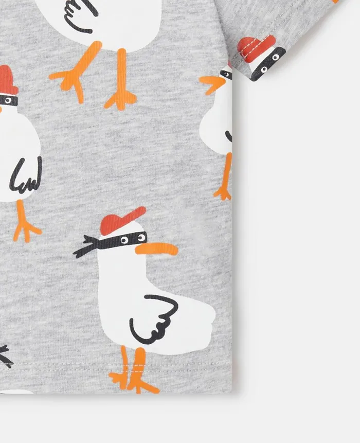 Kids Sweatshirt And TShirts Stella McCartney Seagull Bandit Print TShirt Grey Melange
