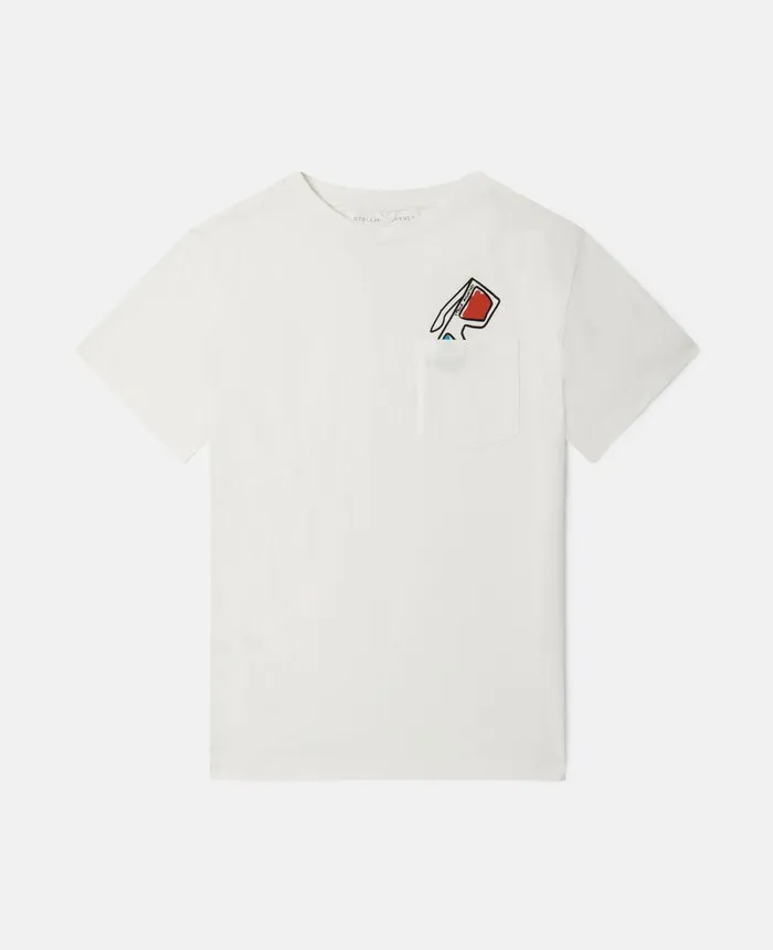 Kids TShirts And Sweatshirt Stella McCartney 3D Glasses Pocket TShirt Ivory