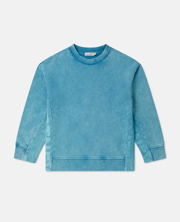 Kids TShirts And Sweatshirt Stella McCartney Logo Tape Acid Wash Sweatshirt Bright Blue Kids TShirts And Sweatshirt Stella McCartney Logo Tape Acid Wash Sweatshirt Bright Blue