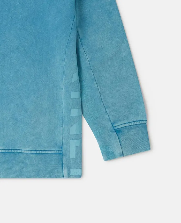 Kids TShirts And Sweatshirt Stella McCartney Logo Tape Acid Wash Sweatshirt Bright Blue