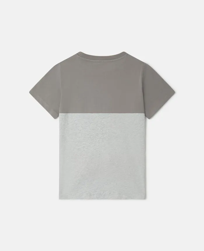 Kids TShirts And Sweatshirt Stella McCartney Shark Face Colourblock TShirt Grey