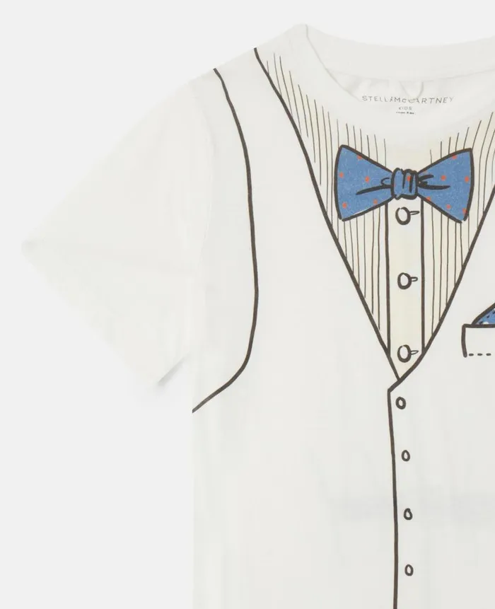 Kids TShirts And Sweatshirt Stella McCartney Waistcoat TrompeL039il Print TShirt Ivory