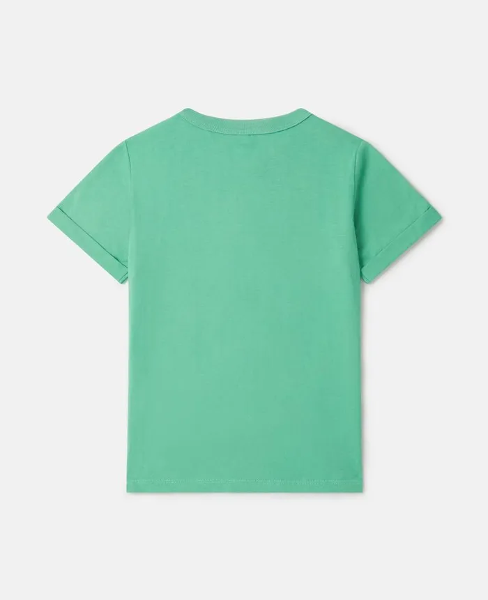 Kids TShirts And Tops Stella McCartney Fringed Star TShirt Green