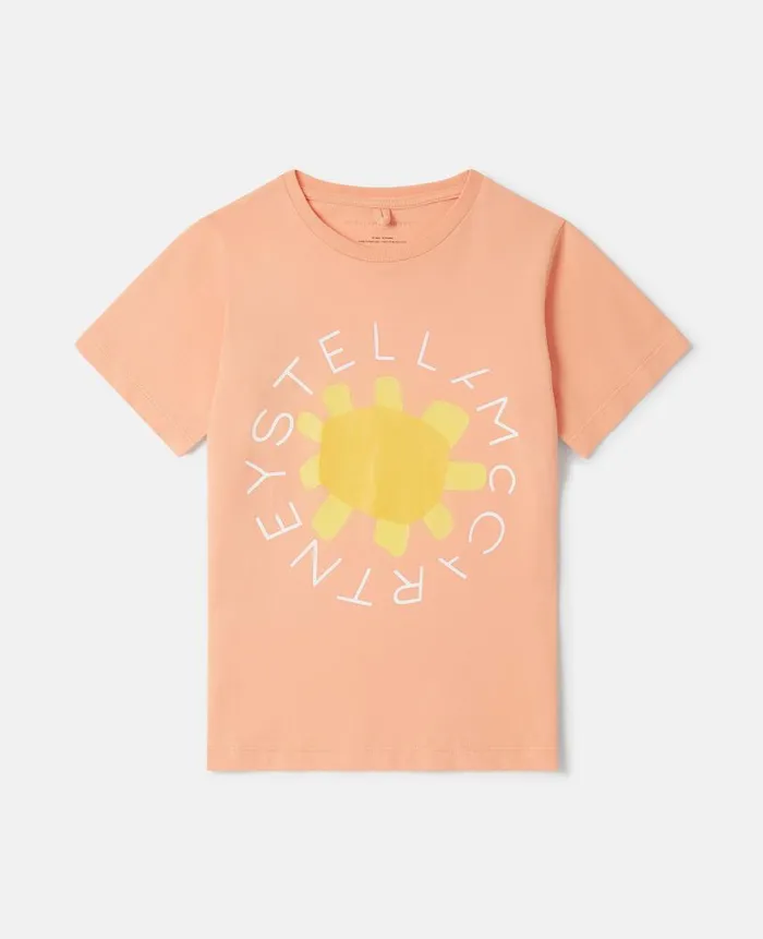 Kids TShirts And Tops Stella McCartney Medallion Logo Sunflower TShirt Coral