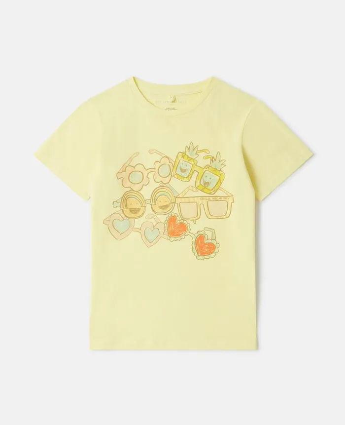 Kids TShirts And Tops Stella McCartney Sunglasses Doodle TShirt Yellow