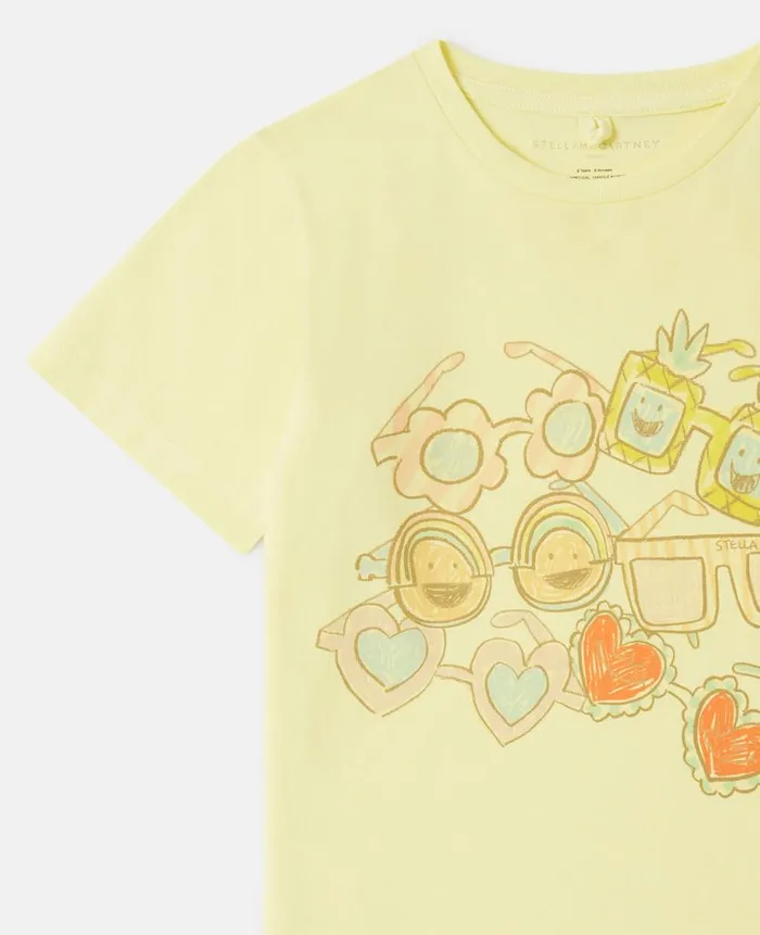 Kids TShirts And Tops Stella McCartney Sunglasses Doodle TShirt Yellow
