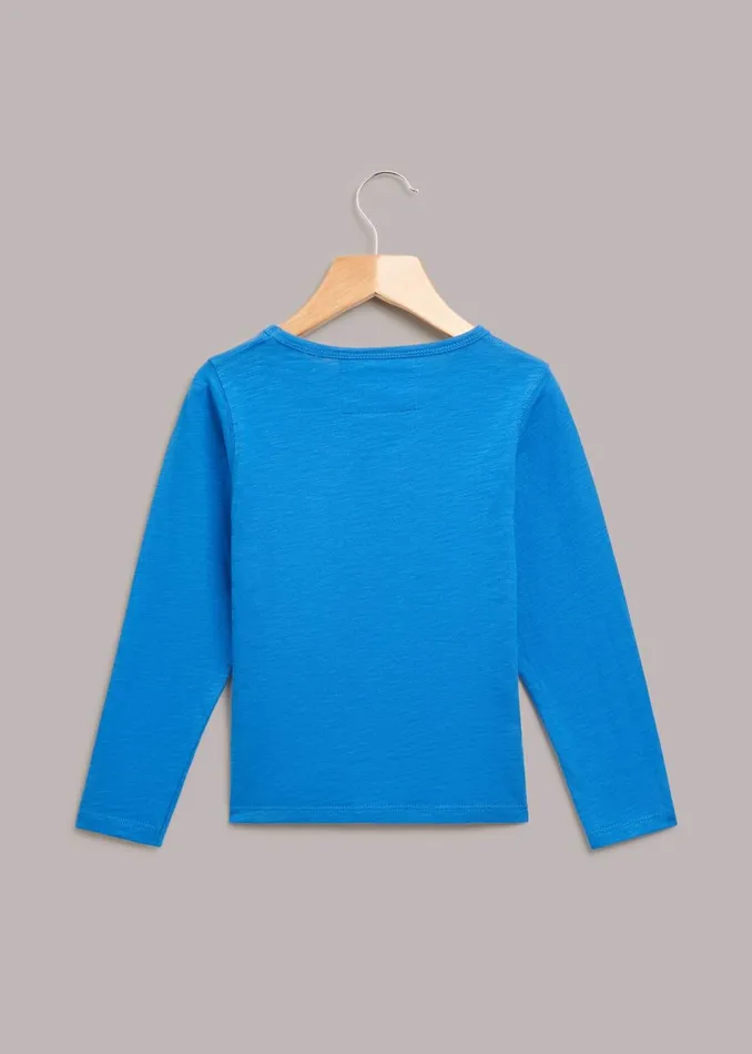 Kids TShirts Whistles Blue Monster Long Sleeve T Shirt
