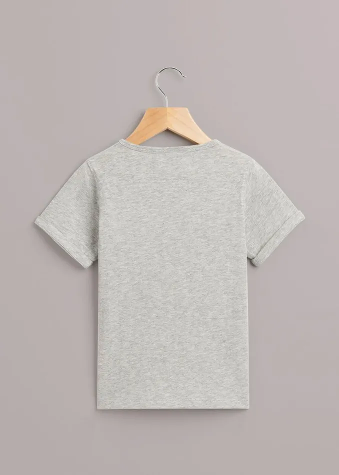 Kids TShirts Whistles Grey Marl Monster Embroidered T Shirt