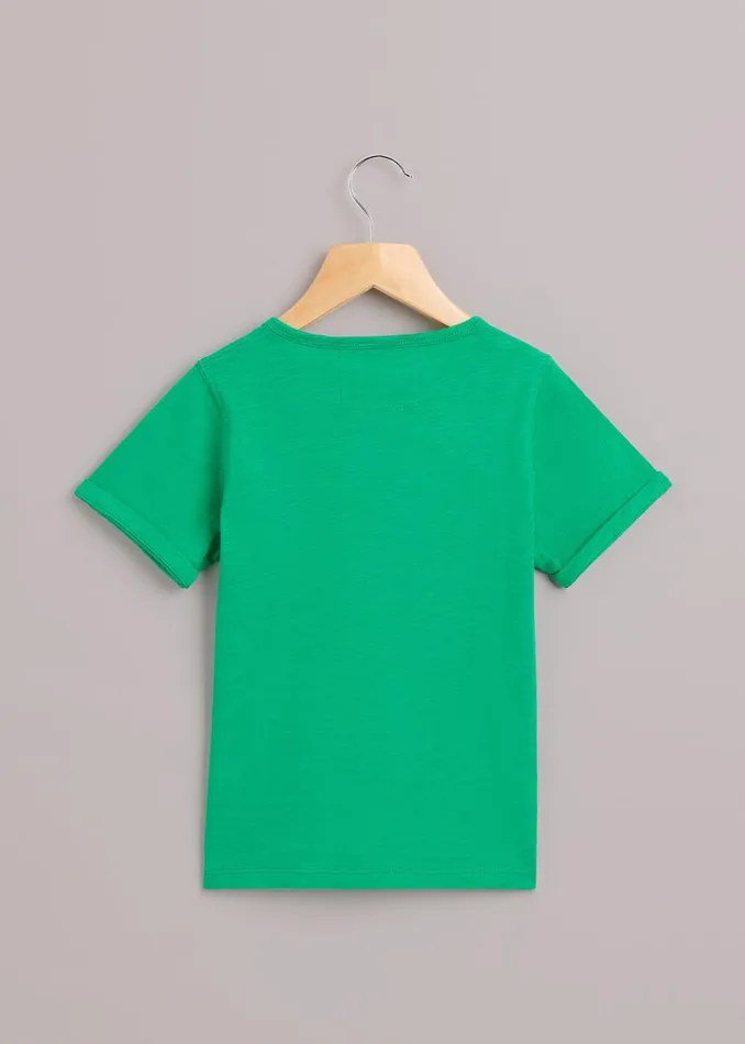 Kids Tops Whistles Green Monster Embroidered T Shirt