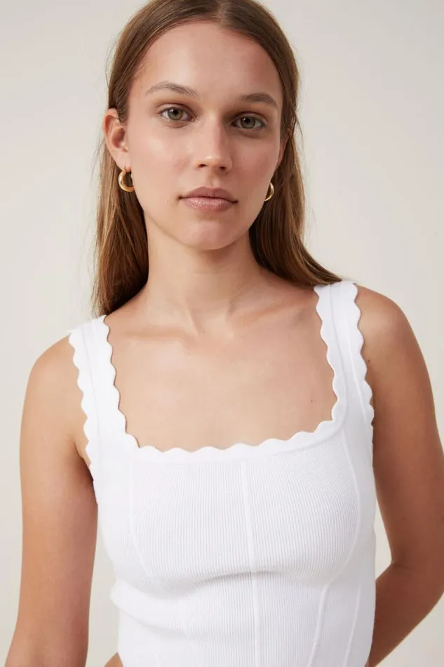 Knit Corset Cami White Women Cotton On Tops
