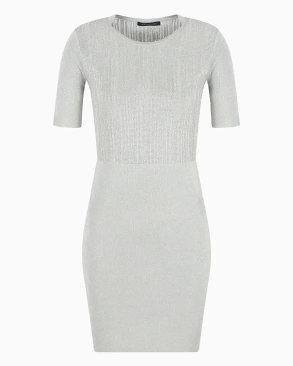 Knitted Sheath Dress Silver Women Armani Dresses And Jumpsuits