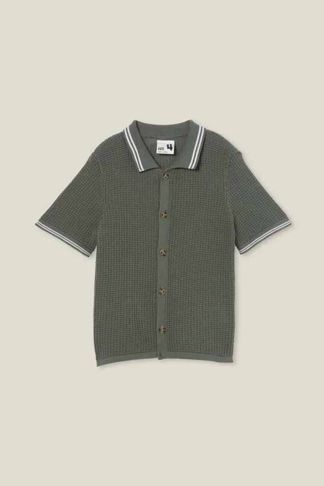Knitted Short Sleeve Shirt Swag Greenwaffle Knit Boys Cotton On Shirts