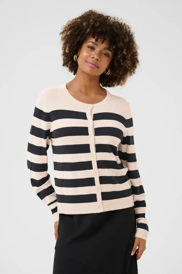 Knitwear and Cardigans Women CULTURE CUsabi Cardigan Whitecapsalute Stripe