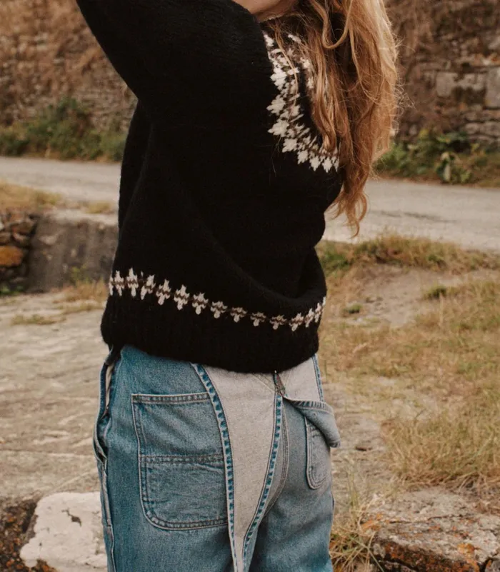 Knitwear Women DEN Clarke Cardigan Olympia Black Fairisle Knitwear Women DEN Clarke Cardigan Olympia Black Fairisle