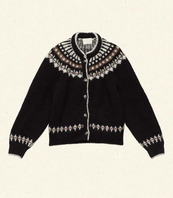 Knitwear Women DEN Clarke Cardigan Olympia Black Fairisle Knitwear Women DEN Clarke Cardigan Olympia Black Fairisle