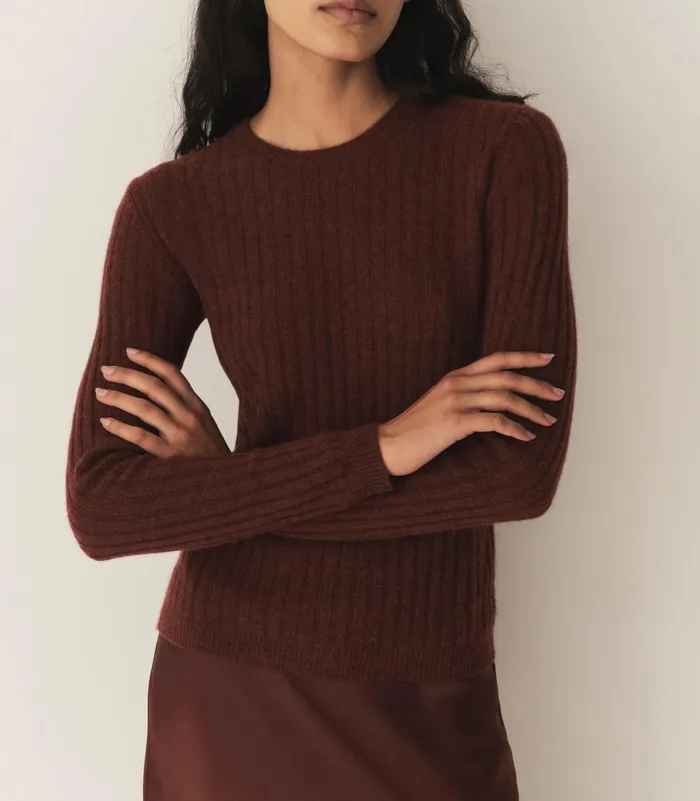 Knitwear Women DEN Hyeres Cashmere Sweater Dark Garnet Knitwear Women DEN Hyeres Cashmere Sweater Dark Garnet